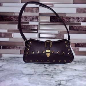 Betsey Johnson XOISLA Chocolate Shoulder Bag with Gold Hardware